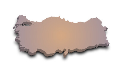 3d Map of Turkey with color.  Türkiye country map