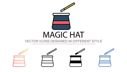 Magic Hat icon design with white background stock illustration