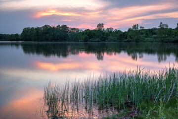 sunset over the lake