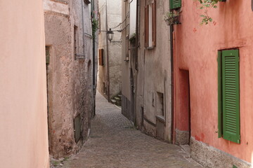 A glimpse of an alley in the historic center of Olcio. Lake como italy