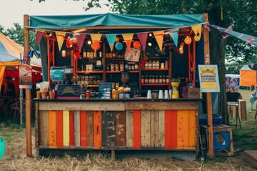 Colorful Food Stand at a Summer Festival