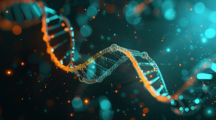 3D rendering of a double helix DNA structure