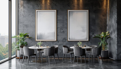 Contemporary luxury hotel restaurant with empty frame