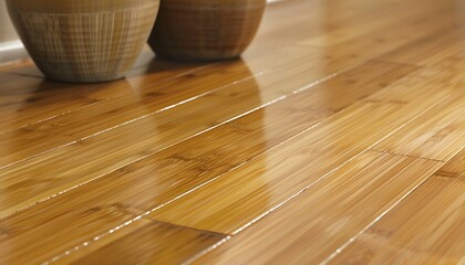 A detailed shot of a bamboo flooring installation, showcasing the elegant and durable qualities of...