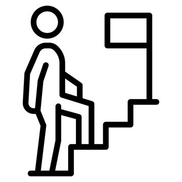 person climbing stairs towards flag clip art preview