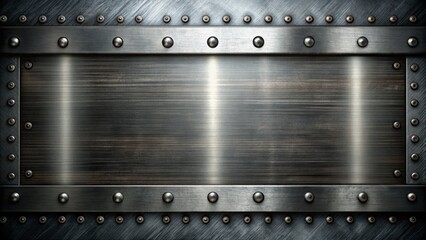 Dark, gritty, industrial background featuring brushed metal, polished aluminum, and steel elements with distressed, high-tech grunge textures.