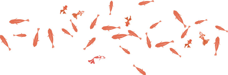 風流な金魚のラインの夏のイメージ装飾素材