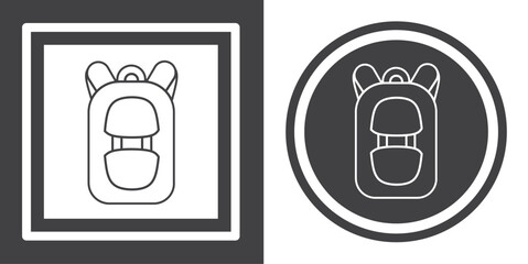 Vector. School bag symbol. Black and white icon symbol design in flat.