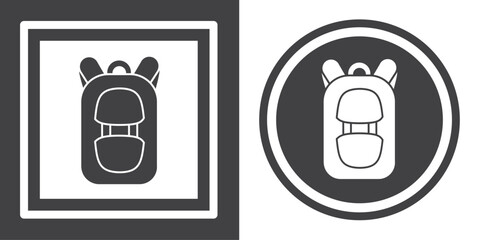 Vector. School bag symbol. Black and white icon symbol design in flat.