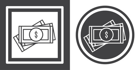 Vector. Money symbol. Black and white icon symbol design in flat.