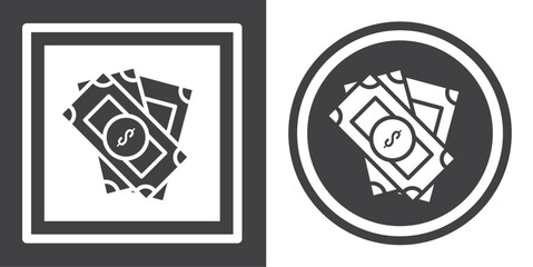 Vector. Money symbol. Black and white icon symbol design in flat.