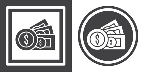 Vector. Money symbol. Black and white icon symbol design in flat.