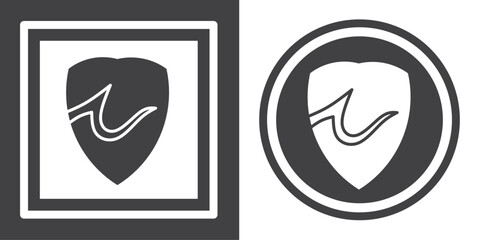 Vector. Shield symbol. Black and white icon symbol design in flat.