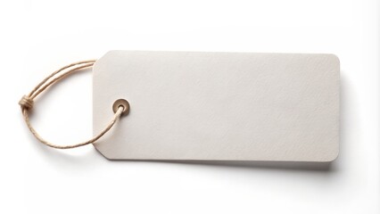 Blank rectangular label tag mockup template with clean white background, folded edges, and subtle shadow, ready for custom branding and product design.