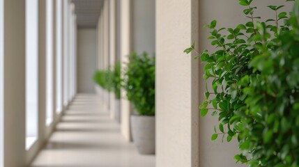 Fototapeta premium Bioclimatic architecture employing natural elements like greenery glass and lighting to create a sustainable eco friendly and energy efficient indoor environment within a spacious
