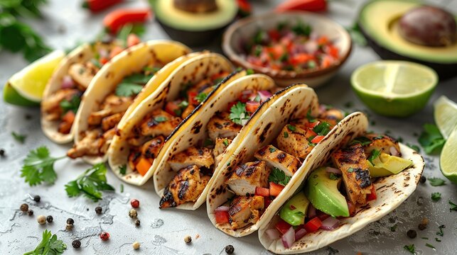 Delicious Chicken Tacos with Avocado and Salsa