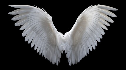 Feathery Wings on Black Background