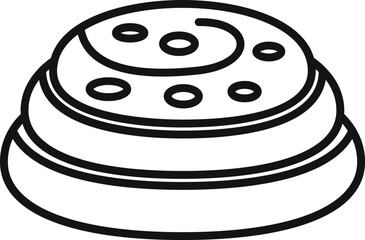 Round chocolate candy with filling forming three layers, tempting sweet treat