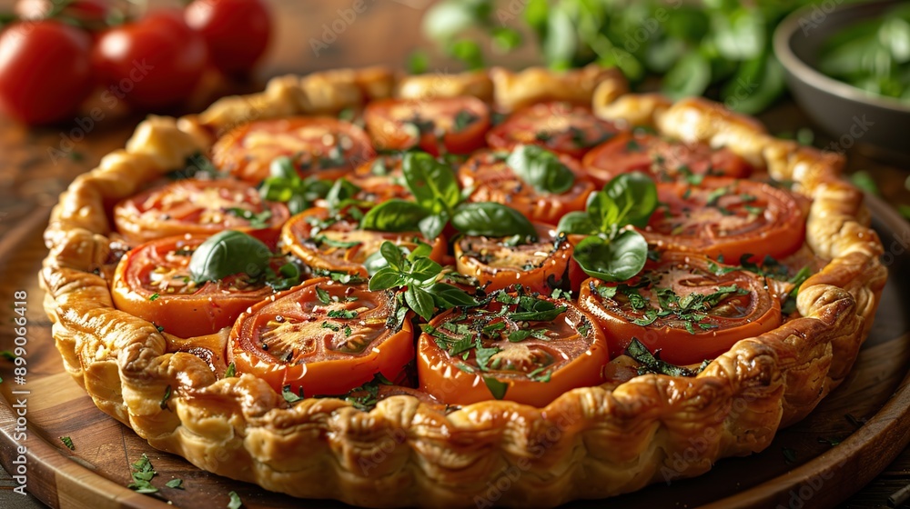 Canvas Prints tomato tart with basil and puff pastry crust