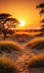Sunset Over the African Savanna.