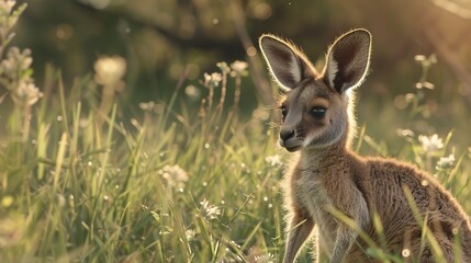 a baby kangaroo in the wilderness