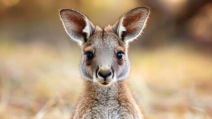 Fototapeta premium Portrait of a cute baby kangaroo looking at the camera