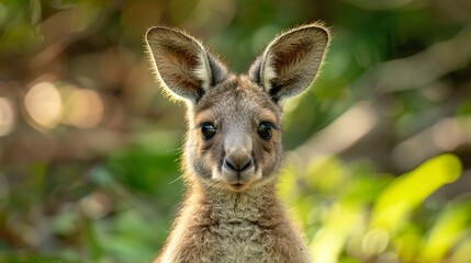 Portrait of a cute baby kangaroo looking at the camera