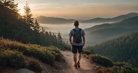 Fototapeta premium person walking in the mountains