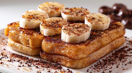 Delicious French Toast with Banana and Chocolate