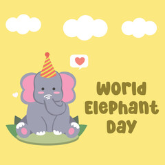Fototapeta premium World elephant day vector design for world elephant day celebration. Suitable for flat design, flyer design, flat illustration, banner, template, poster, etc