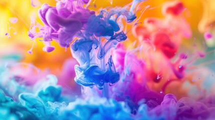Obraz premium A mesmerizing image of vivid ink swirling in water, blending vibrant colors to create a dynamic and artistic abstract pattern.