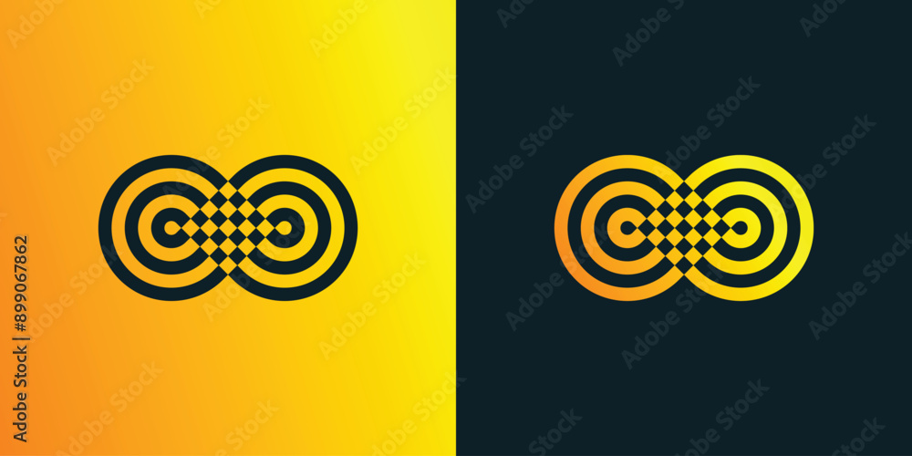 Poster vector logo design of stack of infinite lines and chess field in modern, simple, clean and abstract 