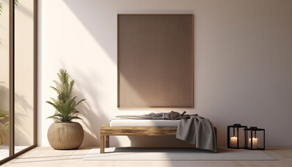 Contemporary spa room minimalist decor with empty frame