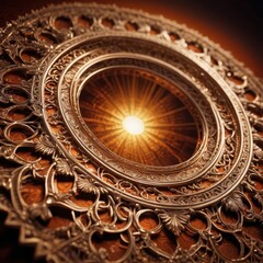 Fototapeta premium Ornate Golden Frame with Light.