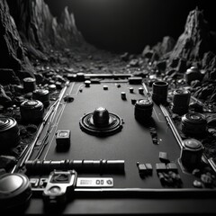 Futuristic Technology Interface with Metal Components.