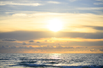 Ocean beach vacation. Ocean waves and beach background. Ocean or sea waves. Coast with sandy beach with sea waves.