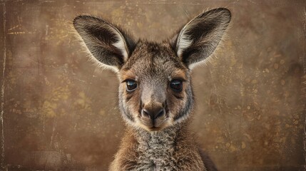 Closeup Portrait of a Cute Baby Kangaroo