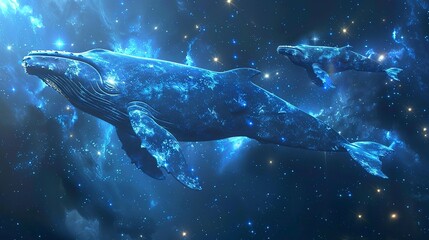 Fototapeta premium Images of stars resembling blue whales 