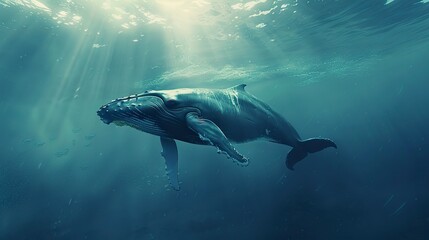 Obraz premium Humpback whale underwater. 