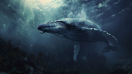 Fototapeta premium Humpback whale underwater. 