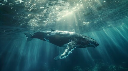 Fototapeta premium Humpback whale underwater.