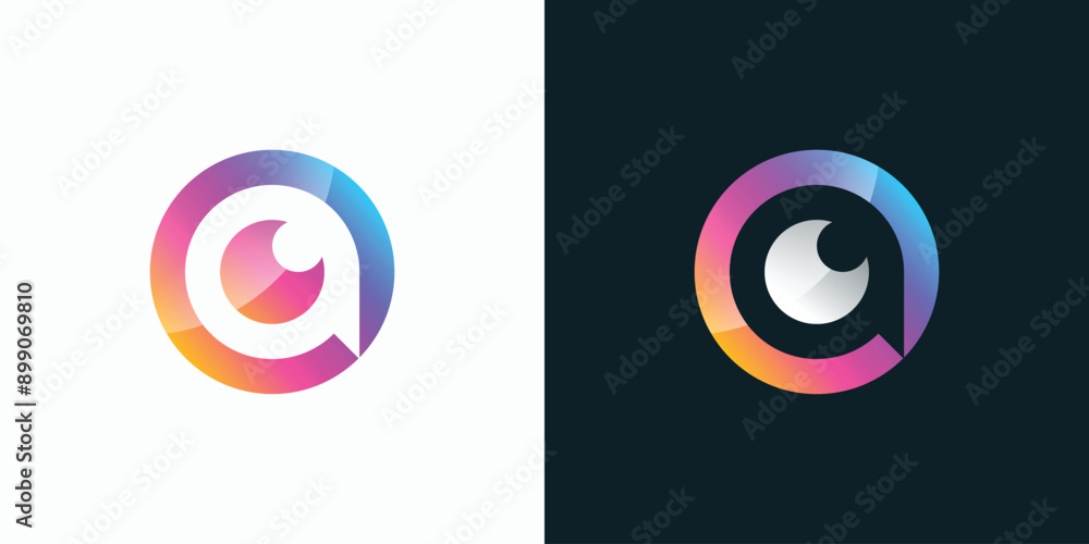 Fototapete vector logo design of initial letter a in lens shape full color with modern, simple, clean and abstr