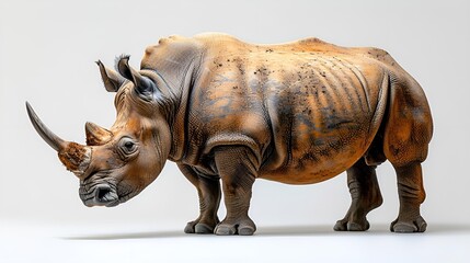 Fototapeta premium A rhinoceros standing in front of a white background.