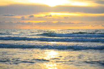 Waves splashing. Ocean waves and esa horizon background. Ocean or sea waves.