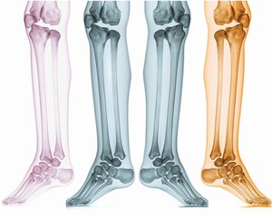 Pediatric Bone Growth and Development Stages - Soft Pastel X-Ray of Children's Legs for Pediatric Setting