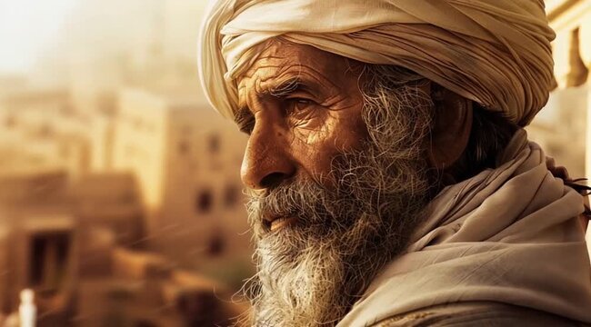 Scene of the prophet with ancient background, Take the video going around the object