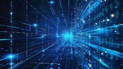 Naklejka premium Abstract Digital Technology Background with Light Streaks and Data