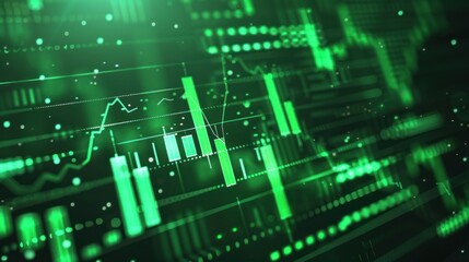 Naklejka premium Abstract Green Stock Market Data Visualization