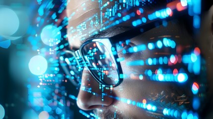 Futuristic Blue Technology Cyber Security Digital Concept