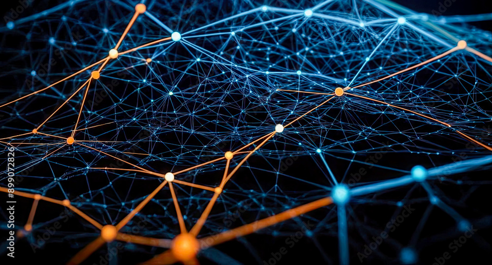 Poster abstract digital network with connecting dots and lines
